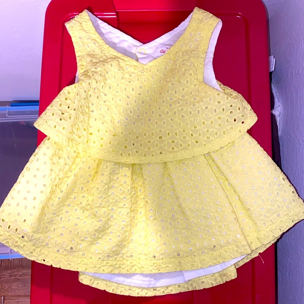CAT & JACK EYELET YELLOW BABYGIRL DRESS